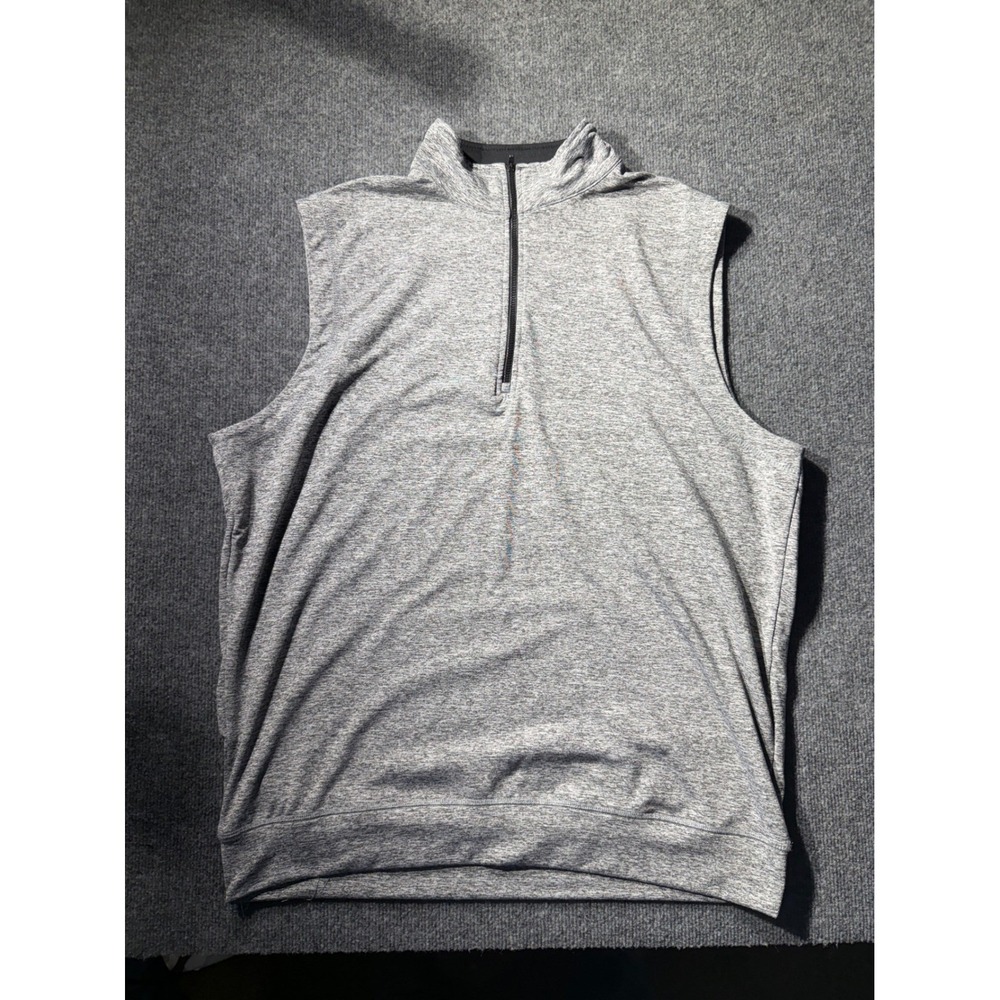 TGW Mens Quarter Zip Golf Vest Heather Gray Sleeveless Pullover Large RN135357